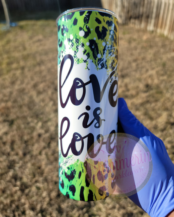 Love is Love Rainbow Cheetah Stainless Steel Tumbler