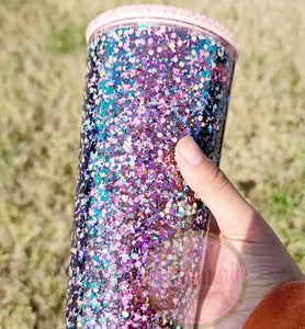 Pink & Blue Glitter Snow Globe Tumbler