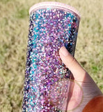 Pink & Blue Glitter Snow Globe Tumbler