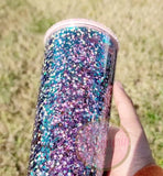 Pink & Blue Glitter Snow Globe Tumbler
