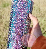 Pink & Blue Glitter Snow Globe Tumbler