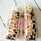 Custom Leopard Print Toasting Shimmerin' Stemless Champagne Flute