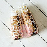 Custom Leopard Print Toasting Shimmerin' Stemless Champagne Flute