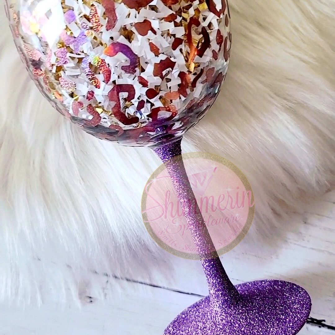 Rainbow Leopard Glitter Dipped Shimmerin' Red Wine Glass – Shimmerin'  Sparkleware